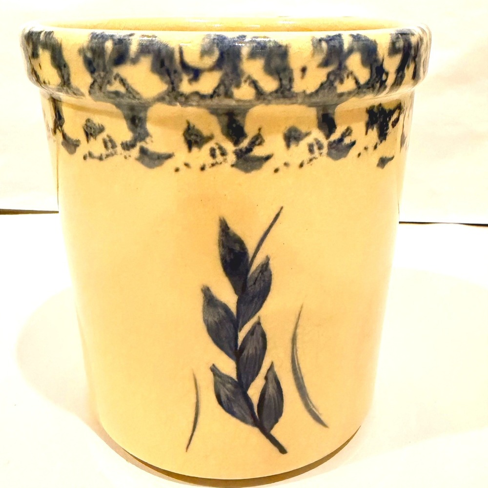 Robinson Ransbottom RRP 1 Qt Spongeware Stoneware Crock High Jar‎ Roseville Ohio